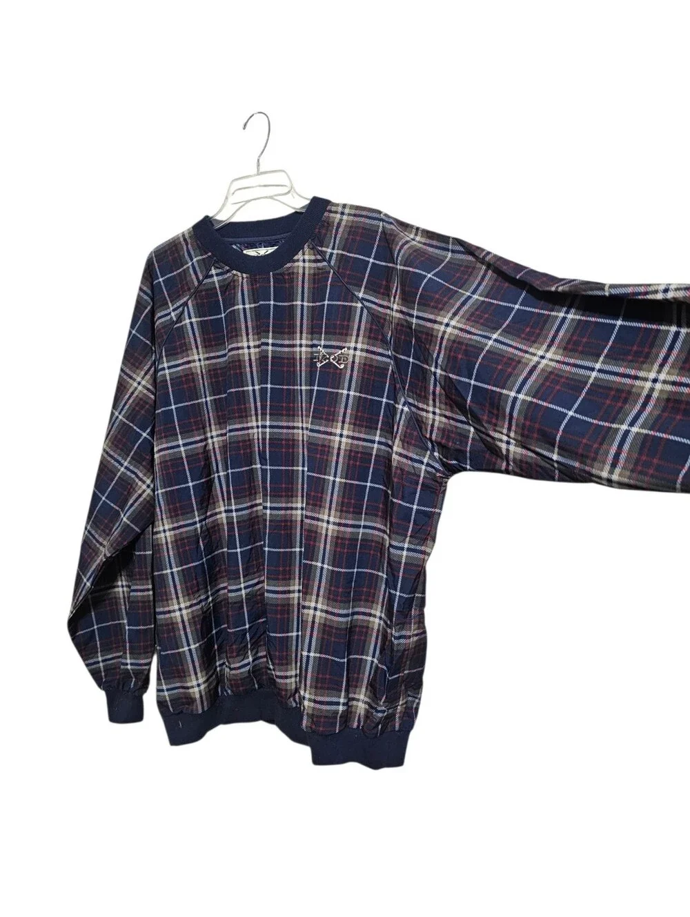 VTG IZOD Men's XL Plaid Nylon Golf Windbreaker Pullover Jacket w/Pockets ROC